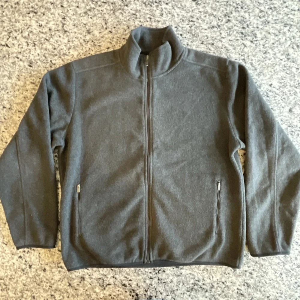 Banana Republic‎ Men's Black Jacket Thick Fleece Grey Gray Size XL Full Zip #672